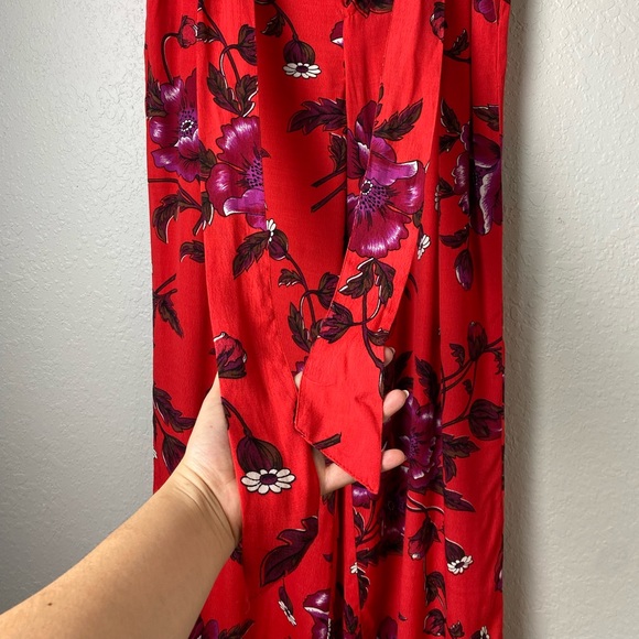 Anthropologie Pants Margo Wide Leg Red Floral Flowy Trousers sz 2 - Picture 8 of 10